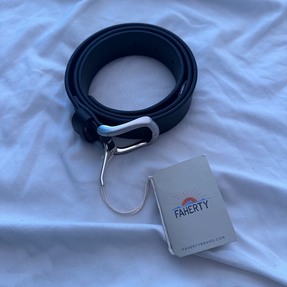 Faherty Black Belt with Silver Buckle